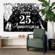 1pc 25th Wedding Anniversary Party Decoration Background, (82.7x59.1/70.87*53.15/59.1x39.4/39.4x29.5
