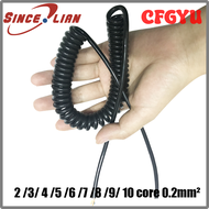 CFGYU สายเคเบิลทองแดงสายแบบเกลียวแบบยืดหดได้2P 3P 4P 5P 6P 7P 8P 9P 10 Core 0.2mm2สายไฟฟ้า TPU
