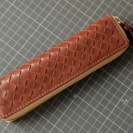 皮革diy材料包/完成品 編織皮面筆袋 文具收納盒 免費刻字