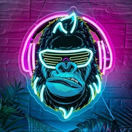 ลิง Gamer Neon Sign USB หรี่แสงได้ LED Neon Light สําหรับห้องนอน GAMING Room Bar ผับตกแต่งห้อง PC Ga