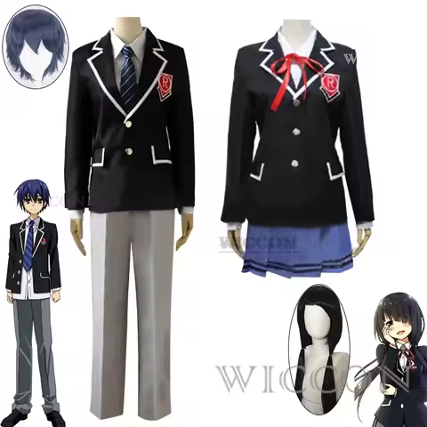 Anime DATE A LIVE Itsuka Shido Cosplay Costume wig Tokisaki Kurumi Jacket Skirt School Uniform Synth