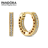 Gold Pandora Shine hoop earrings with clear cubic zirconia