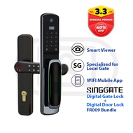 FREE Installation SINGGATE FR009 + FM021 Door Viewer with Smart Digital Door Lock + Digital Gate Lock Bundle Set