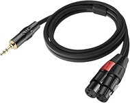3.5mm to Dual XLR Cable 1/8 Inch Male to Dual XLR Female Y-Splitter Audio Adapter Interconnect Break