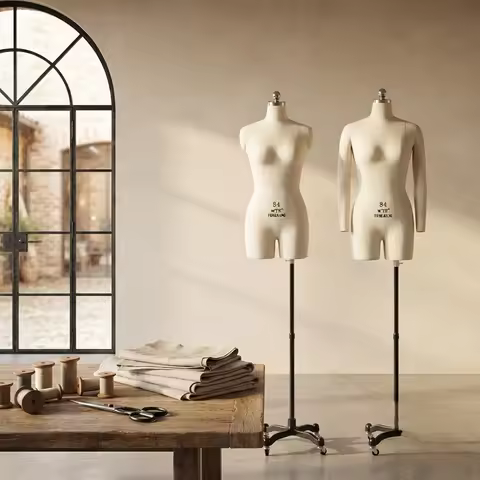 Sewing Dressmaker Mannequins Pinnable PU Foam Cotton Fabric Female Body Display Stand for Clothing D
