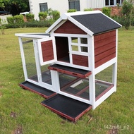 Outdoor Solid Wood Waterproof and Sun Protection Rabbit House Rabbit Cage Rabbit House Pigoen Cage Cat Villa Home Outdoo