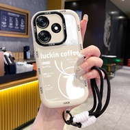 Case For Tecno Spark 10 10C Coffee Silicone Phone Shockproof Strap