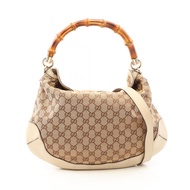 【二手】Gucci GUCCI 手袋 Bamboo GG 帆布 2WAY 169961 米色/象牙色帆布皮革 Bamboo 2-way 肩背包 女士二手 B