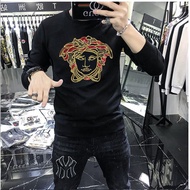 B9FZ3 2VERSACE443 New Men's Sweatshirt Embroidered Snake Queen Portrait Fashion Slim-fit Casual Euro