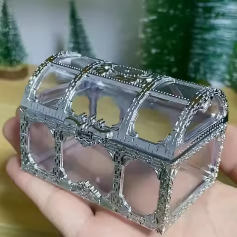 Retro Transparent Pirate Treasure Box Crystal Gem Jewelry Box Storage Organizer Trinket Keepsake Tre