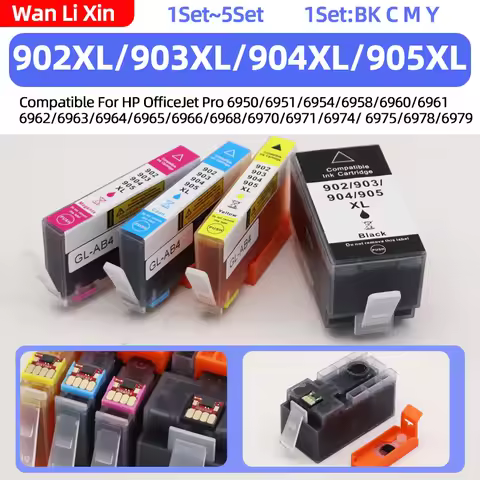 1Set 902XL 903XL 904XL 905XL 902 Ink Cartridge Compatible for HP Officejet Pro 6950 6951 6954 6960 6