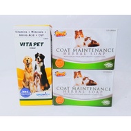 [VET SUPPORT 2 ] PET COMBO 1 bot 120ml Vita Pet with 2 box 115g Papi Coat Maintenance soap for pets