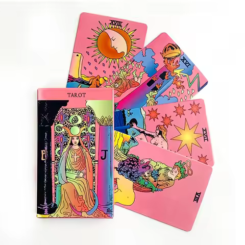 Pink Tarot Decks 78pcs Tarot Card Prediction Divination Tarot Deck English Version Oracles Deck Boar