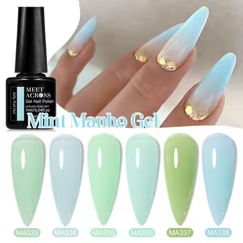 MEET ACROSS 7ml Mint Manbo Gel Nail Polish Jelly Green Transparent Simple Fresh Nail Art Gel Varnish