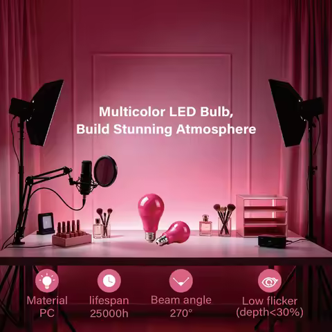 Decorative Pink LED Color Bulbs 8W 640 Lumen AC100-240V E27 B22 Lamps Wedding Bedroom Stage Courtyar