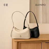 BAMPO Half-Slope Flying Eaves Small Square Bag First Layer Cowhide Underarm 26 Cross-Body Shoul