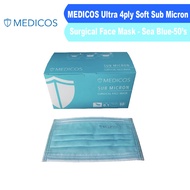 MEDICOS Ultra Soft 4ply Sub Micron Surgical Face Mask (ASTM LEVEL 2)  SEABLUE - 50'S/BOX -READY STOCK