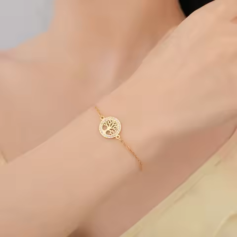 Exquisite Transparent Haoshi Life Tree Bracelet Stainless Steel Women's Adjustable Black and Red Rop