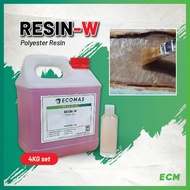 [FIBER RESIN] FAST SETTING POLYESTER RESIN | 4KG SET | GAM FIBER / FIBERGLASS REPAIR / FRP REPAIR | 