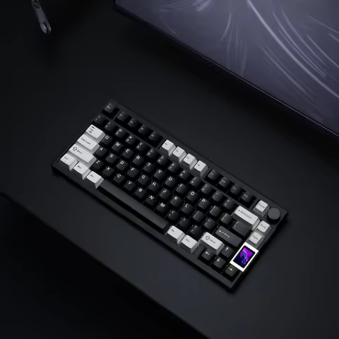 YUNZII AL80 Black Mechanical Keyboard, Hot Swap Wireless QMK/VIA Aluminum Gaming Keyboard with Smart