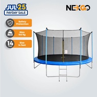 NEXGO Large 14FT Jumping Trampoline Kids Adult with Net Enclosure Ladder Max Load 150KG Outdoor Jump
