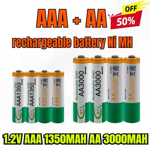 New 1.2 V AA 3000 MAH Ni MH akkus + AAA battery 1350 MAH rechargeable battery Ni MH 1.2 V AAA batter