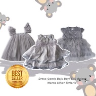 BIG SALE BAJU WARNA ABU SILVER BAYI PEREMPUAN 6 12 BULAN DRESS ROK