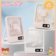 LAKAMIRY Table Fan, Quiet 7H Timing Desk Fan, Small USB Rechargeable 5 Speed Cooling Fan Home