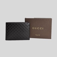 Gucci Men's Black Microguccissima GG Logo Leather Bifold Wallet With Coin Compartment 292534