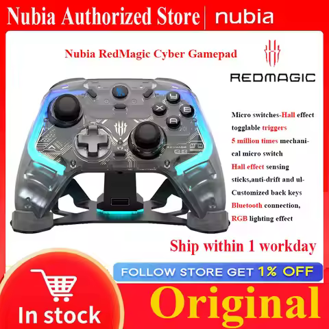 Nubia RedMagic Cyber Gamepad Bluetooth Wireless Gaming Controller Elite Hall Trigger Joystick RGB Fo