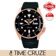 [Time Cruze] Seiko 5 Sports SRPD76  Automatic Silicone Strap Stainless Steel Rose Gold Tone Men Watch SRPD76K SRPD76K1