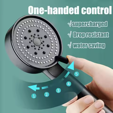 5 Modes Shower Head Adjustable High Pressure Water Saving Shower Head Water Massage Shower Head Hook