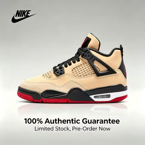 Nike Authentic Air Jordan 4 Classic Durable Versatile GS Mid-Top Basketball Shoes Brown Unisex IH209