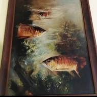 lukisan ikan arwana, lukisan kanvas, arwana, dekorasi,ikan arwana 