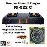 Paket Kompor Gas Rinnai 2 Tungku Ri 522C Bonus Selang Regulator