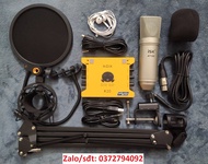 Bộ mic thu âm ISK at100 sound card xox K10 phiên bản 2020 chân kẹp màng lọc đã có dây live stream tặ