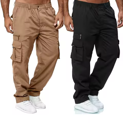 Factory Direct Supply of Men Casual Multi-Pocket Loose Straight-Cut Work Pants Outdoor Pants and Fit