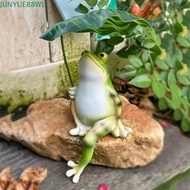 JUNYUE88WL Garden Frog Statue, with Leaf 3D Frog Figurine, Small Landscape Decoration Craft Creative