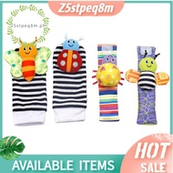 4Pcs Baby Toy 0-12 Months Baby Rattles Toys Animal Socks Wrist Strap +Rattle Foot Socks Bug Wrist St