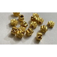 Apricot Flower Charm - 5C - 24 carat Gold apricot - AU 9999 - size 9mm - Durable, beautiful and stur