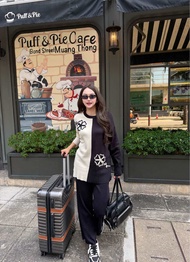 ชุดเซต ไหมพรม Airport look ลายปัก มี 3 สี