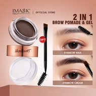 IMAGIC 2 In 1 Brow Pomade & Gel With Brush 3 Colors  Shape And Set Makeup Waterproof Long-Lasting Ey