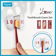 Flipper iLove | I Love Set Of 2 Toothbrush Handles 2 Covers Special Design With A Symbol Of