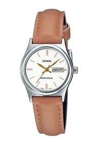 Casio Standard นาฬิกาข้อมือผู้หญิง สายหนังแท้ รุ่น LTP-V006L,LTP-V006L-7B2,LTP-V006L-7B2UDF - สีเงิน