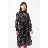 Minimal x Emily In Paris - Blanche - Women's Floral Chiffon Dress - Black