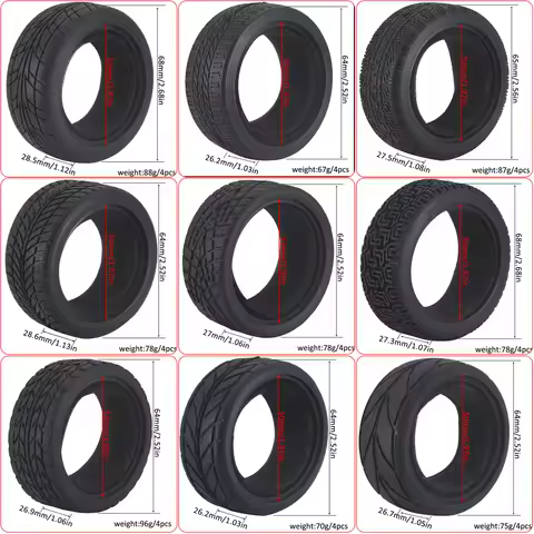 1:10 On-road Car Tires 63-68mm High Grip Rubber Tyre Hot Melt Tire Hsp 94123 Hpi Himoto Fw06 Tt01 Ab