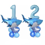 Jumbo Blue Number Baby Shark Balloon Package