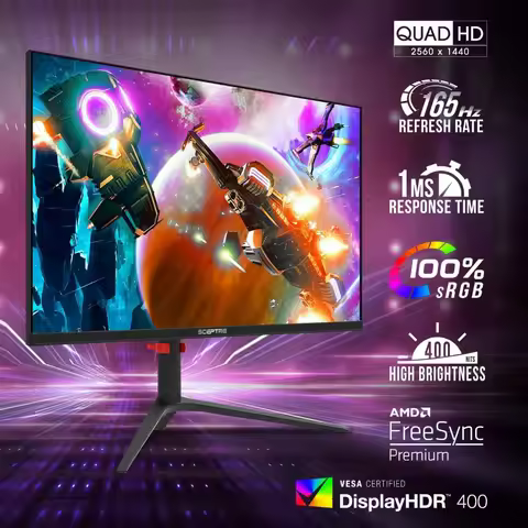 IPS 2K Gaming Monitor QHD 2560 x 1440p HDR400 up to 165Hz 1ms AMD FreeSync Premium DisplayPort HDMI 