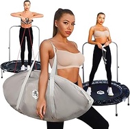 SHAPE FIT CORE Indoor Trampoline (48 Inches) With Carry Bag - Easily Foldable &amp; Portable Height Adjustable Foam Handle Bar, Max 330Lb Load, Wireless Jump Rope &amp; Resistance Band Included 3In1 Workout