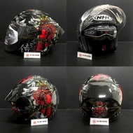 Nhk R1 MAX KABUTO BLACK HALF FACE DOUBLE VISOR HELMET ORIGINAL SNI